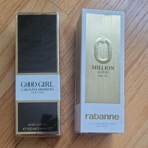 Good Girl by Carolina Herrera & 1 Million Gold Body Lotions - Black & Gold